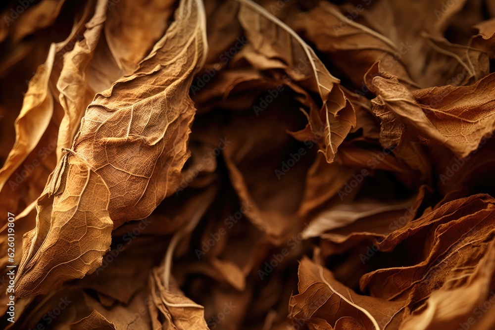 High quality tobacco big leaf, close up. Tobacco leaves background, closeup.